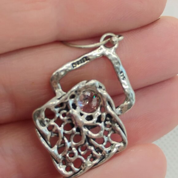 Noa Zuman Israel 925 Sterling Silver Cubic Zirconia Dangle Earrings - Picture 6 of 6